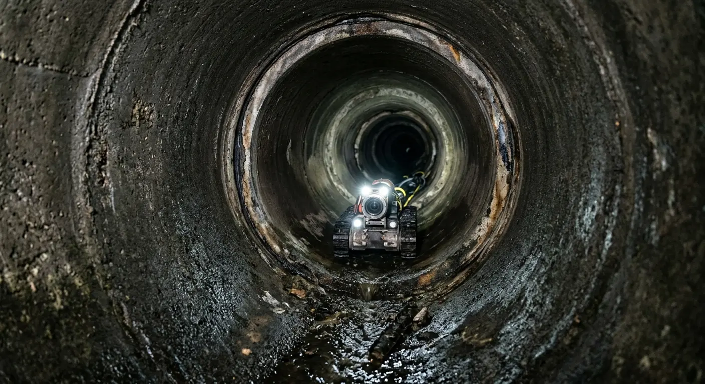 Robotic sewer camera inspecting pipe interior for Drain Snake Service in Itasca